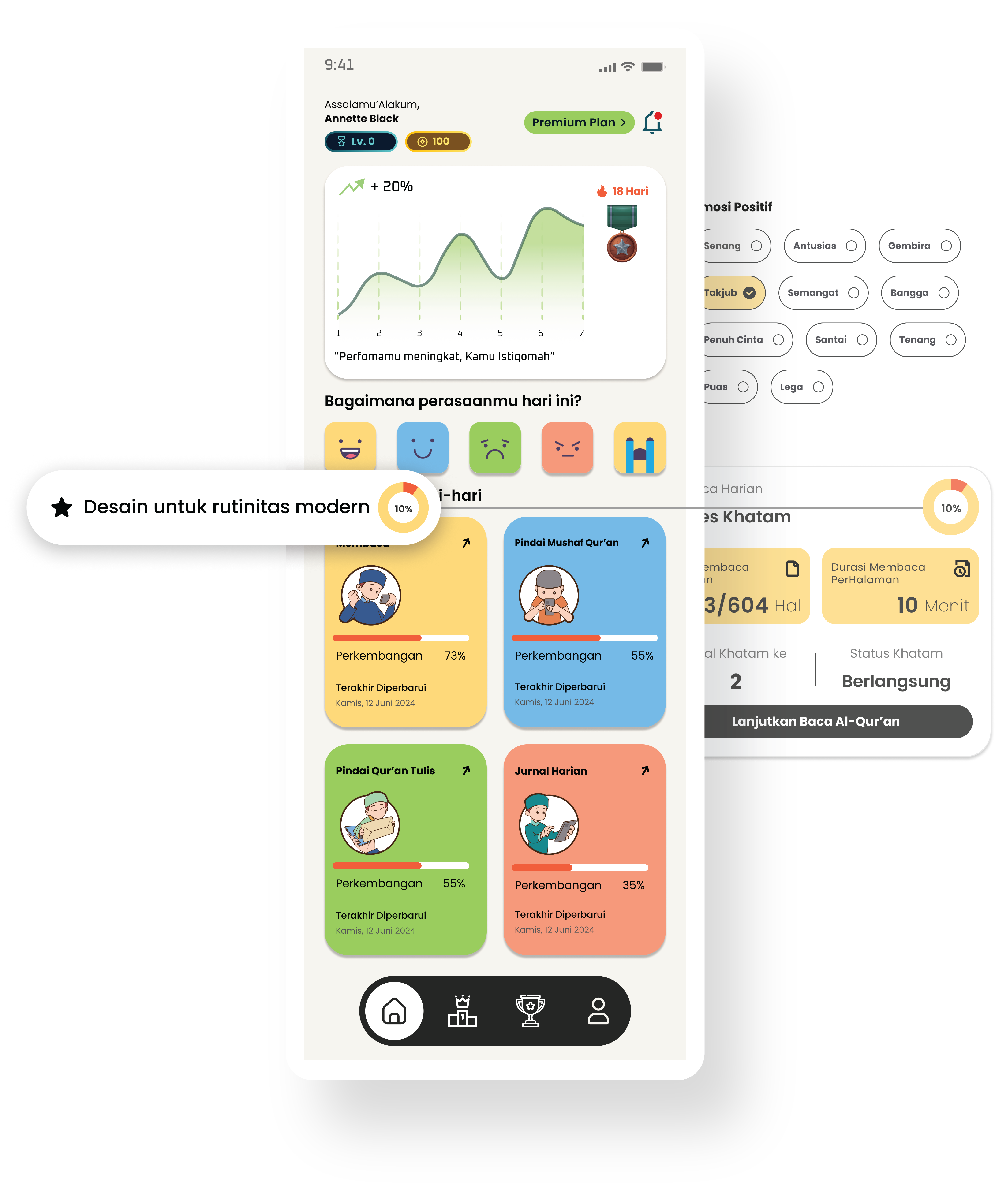 Aplikasi Quran Hayati di smartphone